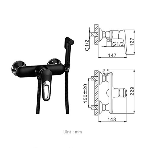 Bidet noir robinet de douche laveuse wc mitigeur eau chaude froide - 7