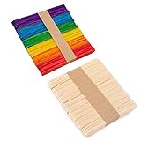 100Pcs Craft Sticks,Wax Sticks,2 Color Assorted Popsicle Sticks,Natural Wood Sticks for Tongue Sepre