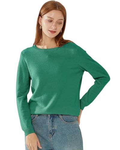 Image of 100% Pure Cashmere Crewneck Sweater for Women Long Sleeve Warm Soft Lightweight Knit Pullover