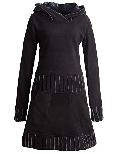 Preisvergleich Produktbild Vishes - Alternative Bekleidung - Langärmliges Patchwork Hoodie Eco Damen Fleecekleid mit Daumenlöchern schwarz 38