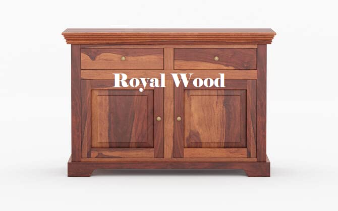 Royal Wood Sheesham Wood Handicrafts Furniture 2 Drawers 4 Selves Side Board Teak Finish Solid Design for Living Room Bedroom Hall Home Office and Multipurpose Use-image-17