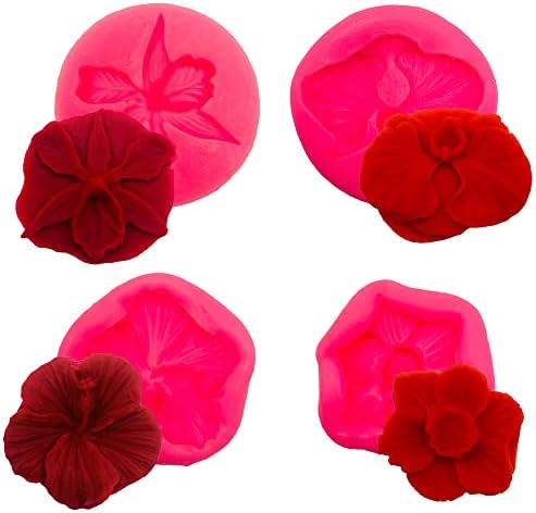 Sijiangmold Tropical Flowers Leaves Mold Hibiscus Flower Silicone Molds Flamingo Fondant Mold For Cake Decorating Cupcake Topper Candy Gum Paste