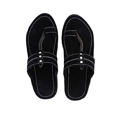 rajasthani-fashion Men Kolhapuri Design Black Leather Ethnic Mojari Slipper 205B-6-picture-39