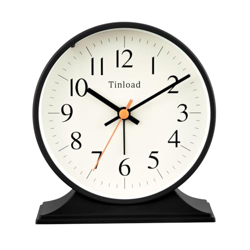 Image of 4.5 inchRetro Analog Alarm Clock,Vintage decor , Super Silent Non Ticking Small Clock with Manual Light, Snooze, Battery Operated, for Bedroom, Living Room, Office,Nightstand, Bedside, Desk ,Table(Black)