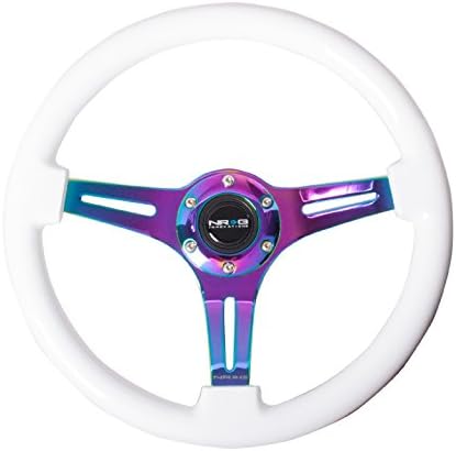 NRG Innovations NRG-ST-015MC-WT - Volante clásico de grano de madera, 13.780 in, 0.984 in de profundidad, 3 radios neocromáticos, agarre de pintura