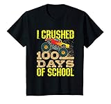 Kids I Crushed 100 Days Of School TShirt Boys Monster Truck