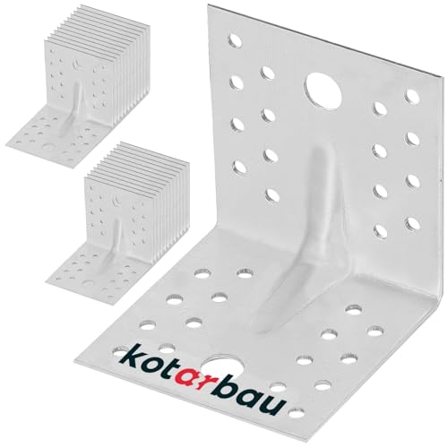 KOTARBAU® 25 x Soportes de esquina en L, 80x80x80 mm, Soporte de carga pesada de acero inoxidable, Conector de ángulo recto de unión de 90 grados, Escuadras reforzadas metálicas para vigas de madera