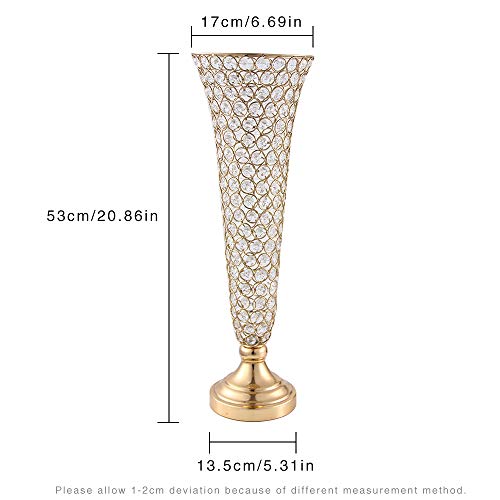 Ecom King Crystal Wedding Flower Vase For Artificial Flower, Table Decorative Centerpiece For Wedding, Crystal Flower Stand For Anniversary Ceremony Party Birthday Event Home Decoration(2Pcs,Gold) #TOP5