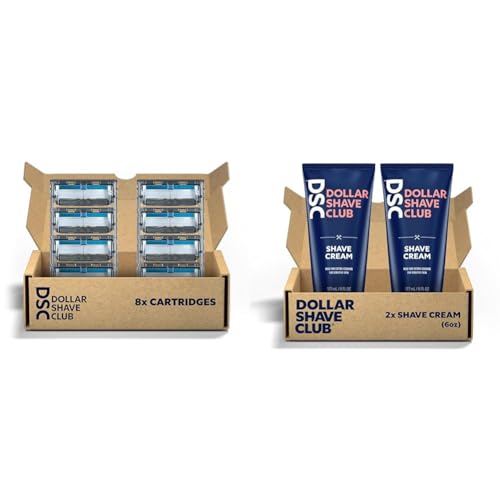 Dollar Shave Club 6 Blade 8 Count Razor Refills and 2 Pack Shave Cream with Aloe and Oils image 2