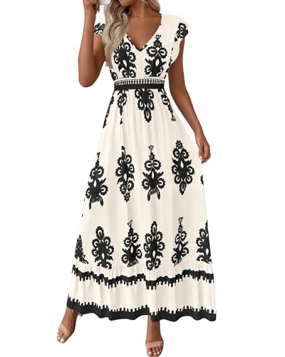 BTFBM Summer Dresses for Women Beach Fashion Floral Short Sleeve