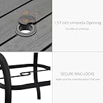 5 Piece Outdoor Patio Table and Chairs with 37" Plastic Square Dining Table and Brown Sling Back Stackable Chairs - Image 4