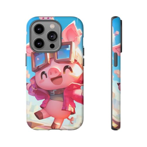 Coque iPhone 14 Pro rigide mate motif cochon rose drôle antichoc et design