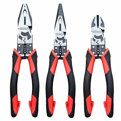 3PCS Combination Pliers Set, 9 In 1 Multifunction Electrician Tool, 8.5