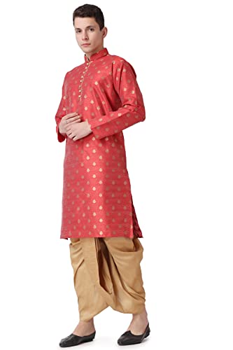 Image of Royal Kurta Men's Silk Blend Printed Kurta Dhoti Set