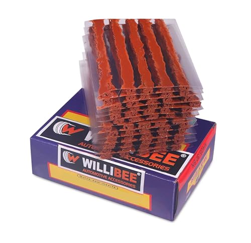 Image of WILLIBEE (Pack of 30) Premium Heavy Duty Tubeless Tyre Puncture Repair Strips, 30 Brown Puncher Repair Seal Strips for Car, Bike, SUV, & Motorcycle