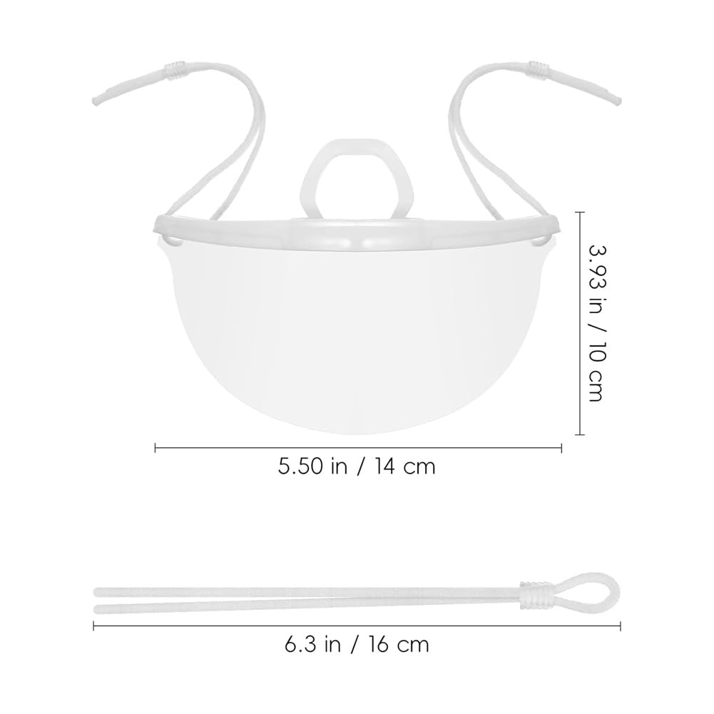 5PCS Reusable Plastic Clear Mask Professional Transparent Sanitary Cover Anti-Fog Face Shield Nose Mouth Cover Open Face Guard for Restaurants, Food Truck, Hotels, Mall, Beauty salons, Barber Shops