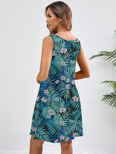 Image of Heymoments Women's Summer Sleeveless Crewneck Dresses Casual Loose Fitted Tank Sundress with Pockets