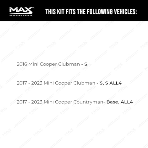 Image of Max Advanced Brakes Front & Rear Brake Kit Compatible With 2016-2020-2023 Mini Copper Clubman Countryman S ALL4 Base Replacement Premium OE Disc Brake Rotors and Ceramic Brake Pads