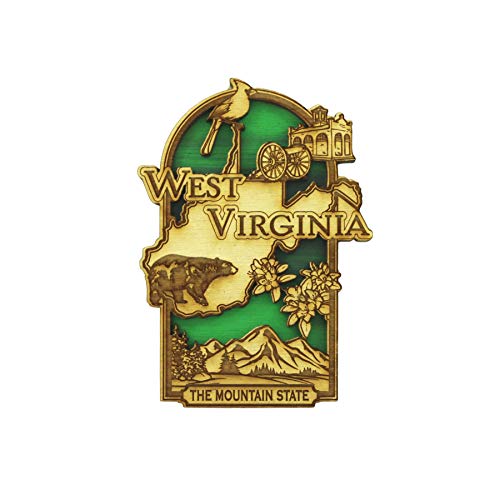 Imán decorativo de madera West Virginia souvenir 3 pulgadas