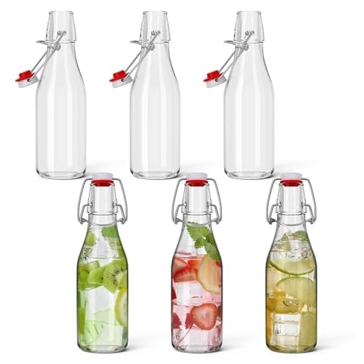 HEFTMAN Lot de 6 Bouteille en Verre 250ml - Bouteilles de Conservation avec Bouchons Hermétiques, Bouteille Biere Vide, Bouteille Verre pour le Brassage de Bière, Kombucha, Jus, Condiments - 6 PCS