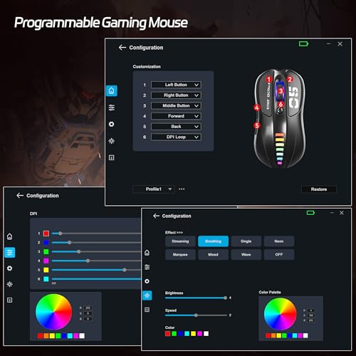 Image of Uciefy Z05 Wireless Gaming Mouse, Tri-Mode 2.4G /Blutooth /USB-C Wired Mouse,6 Programmable Buttons, 12000 DPI Optical Sensor, 16.8M RGB Backlit, Ergonomic Gaming Mouse for Mac, Laptop, PC (Black)