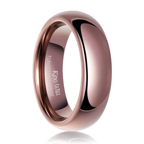King Will Fede nuziale da uomo e da donna, 6 mm, in carburo di tungsteno, lucidata, bombata, per coppie, anniversari, vestibilità comoda, resistente, ipoallergenica, taglia 13
