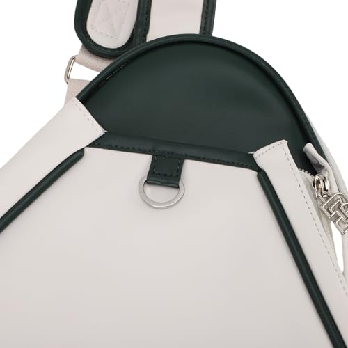 Bolsa de deporte para gimnasio y tenis en piel sintética blanca con asa de hombro 5