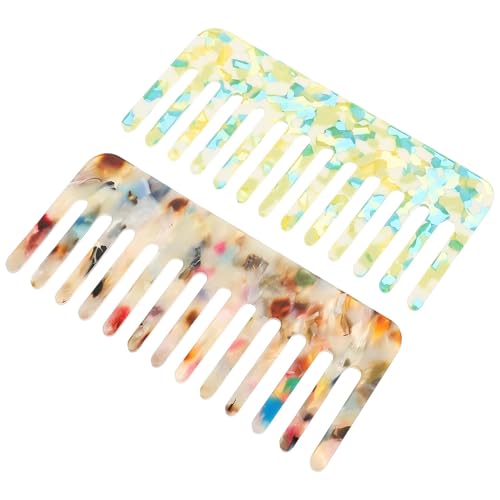 Beaupretty 2 piezas Peine Antiestático de Ácido Acético Unidades Peine de Dientes Anchos para Desenredar y Peinar Cabello Rizado o Liso Resistente y Duradero para Uso Profesional y Doméstico