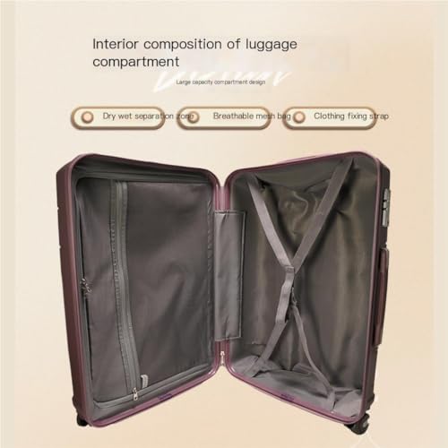 Suitcase High-end Aluminum Frame Trolley Case 20/24/28 Inch Boarding Case Suitcase Internet Celebrity Suitcase Suitcase Tags(Purple,28in)4