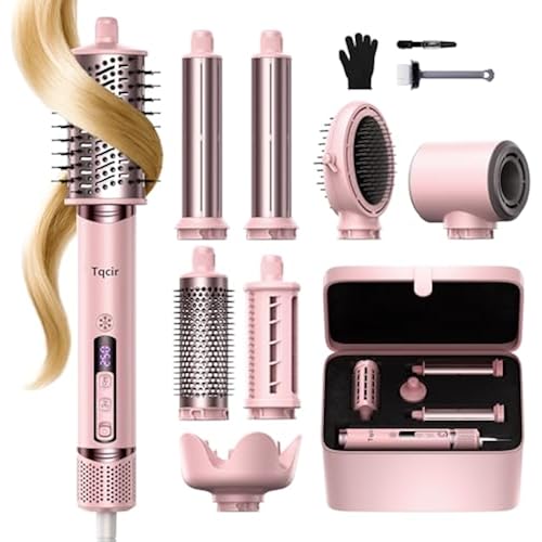 Tqcir 8 in 1 Hot Air Styler, Powerful Hair Dryer Brush with AutoWrap Curler
