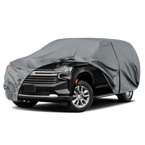 Image of Waterproof Premium Car Covers Replace for 2007-2025 Chevy Suburban /GMC Yukon XL /Cadillac Escalade ESV, 10 Layers Heavy Duty All Weather Car Cover with Zipper Door for Snow Rain Dust Protection