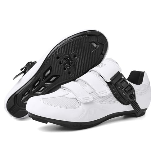 Zapatillas De Ciclismo para Hombre Mujer De Carretera Cómodas Zapatillas para Bicicleta Transpirables Antideslizantes Zapatillas Deportivas Unisex Modernas, para Interior Outdoor-White||Numeric_36