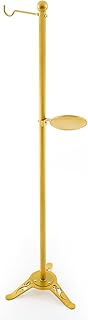 Gold Christian Censer Stand with Flat Round Base 50 x 10.5 Inch for Mass, Processions, Benedictions, Weddings, and Funerals