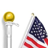 ANLEY [Best Tangle Free] Spinning Flag Pole Kit with Mounting Braceket, Rotating Rings and Hardwares - Weather Resistant Aluminum Matte Coating - 1