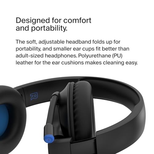 Image of Belkin SoundForm Inspire Wireless Over-Ear Headset for Kids, Online Learning & Travel w /Built-in Microphone, 85dB Safe Volume Limit, 35H Battery - Compatible w /iPhone, iPad, Galaxy & More - Black