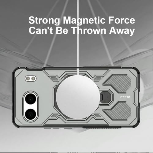 Image of KARWAN Tough Shockproof Armor Back Case Cover Compatible with Oneplus Nord 4 with 360 Degree Rotation Magnetic Attraction Ring, Holder Heavy Duty Rugged Cover with MagEaze Wireless Charging (Grey)