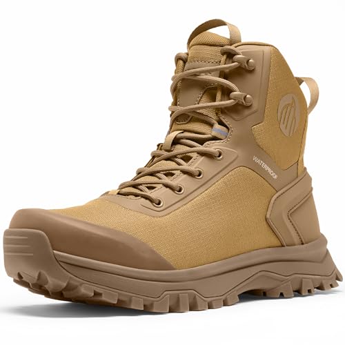 Image of Coostar Tactical Boots for Men Lightweight Military Combat Boot Side Zipper Motorcycle Hiking Work Boots Waterproof 8 Inches