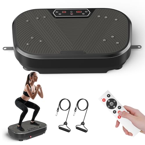 Plataforma Vibratoria 200kg, Plataforma Vibración Muscular con 120 Niveles de Intensidad y 10 Modos, Pantalla Táctil LED y Control Remoto Inalámbrico para Entrenamiento en Casa, Pérdida de Peso