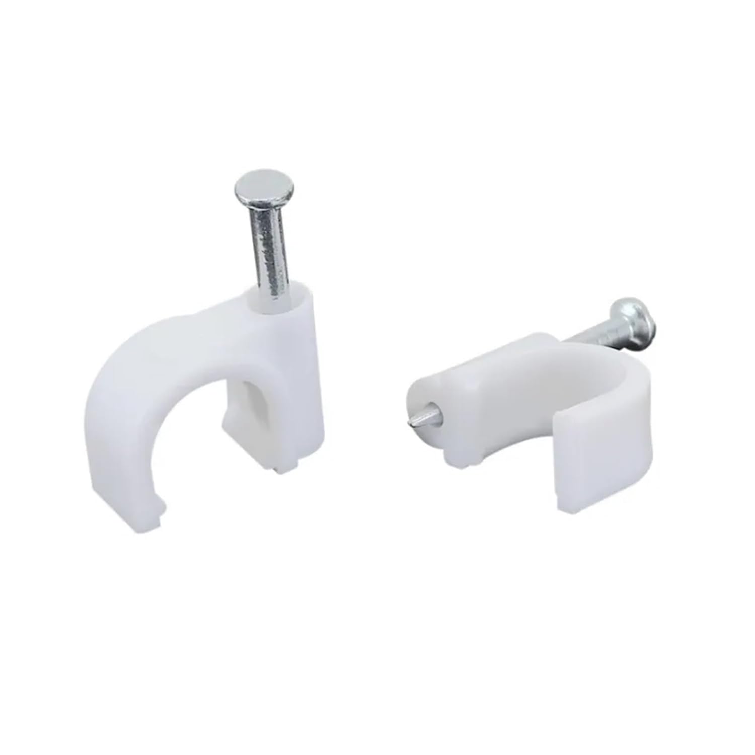 Nail in Cable Clips, 100 Pcs Round Cable Clamps 6/8/12/14/16/18/20mm Cable Organizer Cable Tie Bracket Round Cable Clamps Water Pipe Clamps(14mm 100PCS)