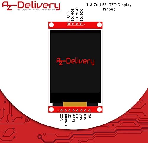 AZDelivery 1.8 inch SPI TFT ST7735 LCD Serial Port Display Module 128x160 pixels PCB 50mA compatible with Arduino Including E-Book! (Pack of 3)