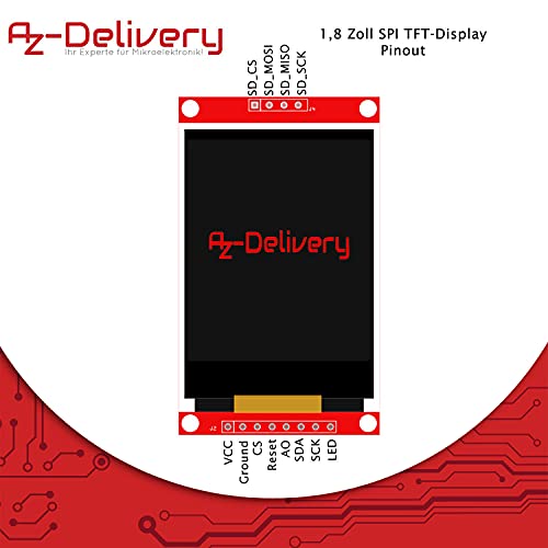 AZDelivery 1.8 Pulgadas SPI TFT Display ST7735 con 128 x 160 Pixeles Compatible con Arduino y Raspberry Pi con E-Book Incluido!