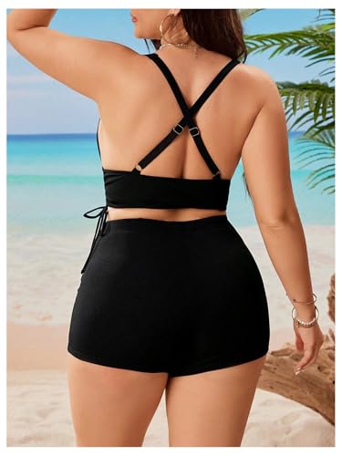SOLY HUX Women's Plus Size Bikini Set Criss Cross Drawstring High Waisted Bathing Suit 2 Piece Swimsuit2