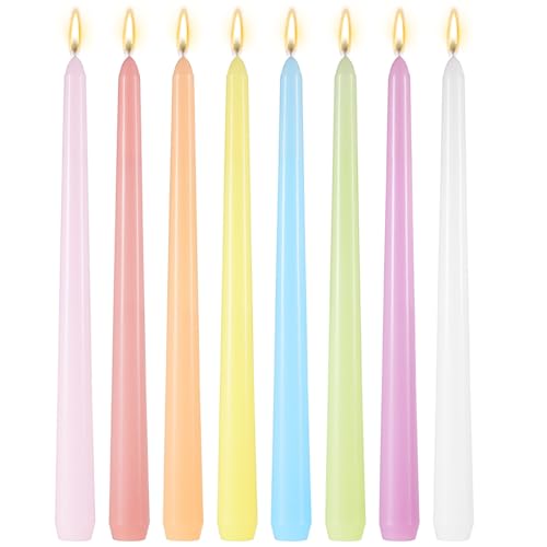 Image of MTLEE 64 Pcs Long Taper Candlestick Bulk 10 Inch Smokeless, Macaron