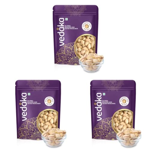 Image of Amazon Brand - Vedaka Roasted And Salted California Pistachios | 500 G | Rich In Protein & Dietary Fiber (Pack of 3)