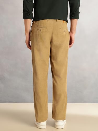Image of Thomas Scott Men's Regular Fit Mid-Rise Corduroy Trouser | Textured Fabric | 4-Pocket Casual Pants for Men