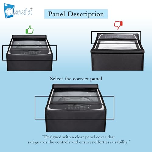 Image of Classic Top Load Washing Machine Cover Suitable For LG 8 Kg, 8.5 Kg, 9 Kg, 9.5 Kg, 10 Kg, Waterproof & Dustproof (58cmsX60cmsX90cms, Black)