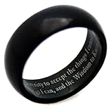 Rush Industries Serenity Prayer Ring - God Grant Me The Serenity - Black Colored Ion Plated Serenity Prayer Design Ring - Recovery Gifts - 12 Step Jewelry