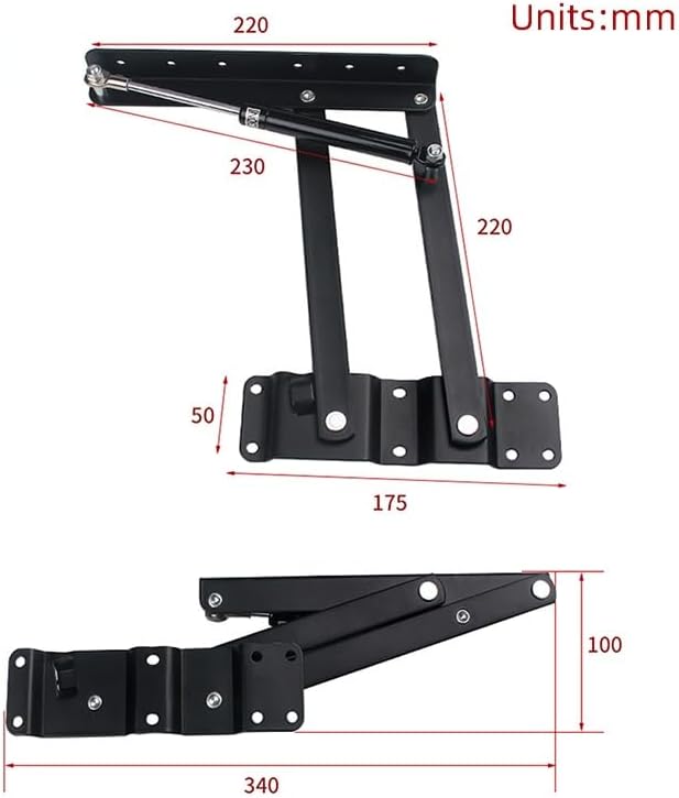 2PCS Folding Table Hinge Hydraulic Fold Lift Up Top Mechanism Lifting Shelf For Coffee Computer Table Hinge Furniture Hardware - (Color: Hydraulic 130N)