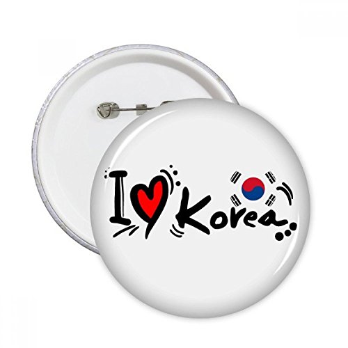Badge I Love Corée rond avec épingle pour vêtement et décoration