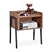 Produktbild Relaxdays Beistelltisch, Industrial Style, 2 Ablagen, Nachttisch Holzoptik, Stahl, HBT: 53 x 45 x 35 cm, braun/schwarz, 1 Stück